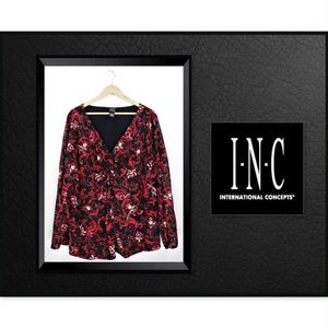 INC V-neck Floral Lace Long Sleeves Top Size 3X